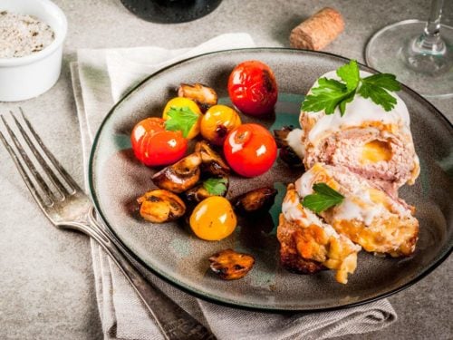 Frango recheado com queijo e tempêros muito light