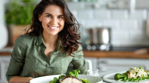 Mulher fazendo dieta saudável