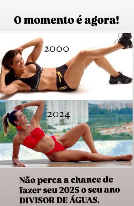 Solange Frazão dá dicas fitness para 2025 e compara o corpo 26 anos depois